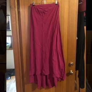 Left of Center Strapless High Low Maxi Dress